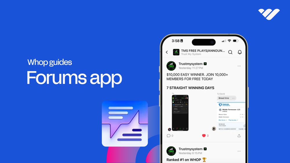 How to use the Forums app on Whop